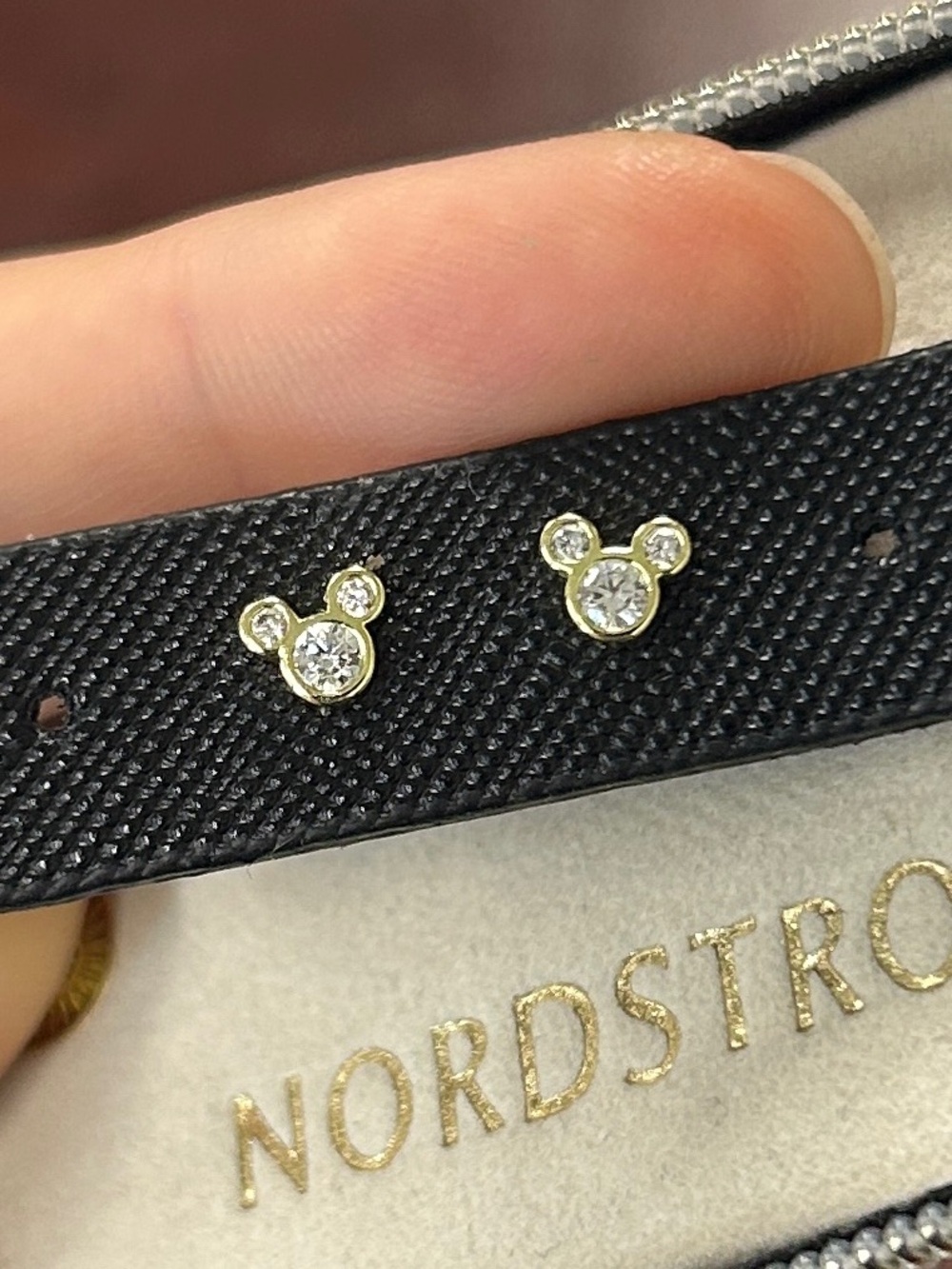 Gold Crystal Mickey Mouse Stud Earrings
